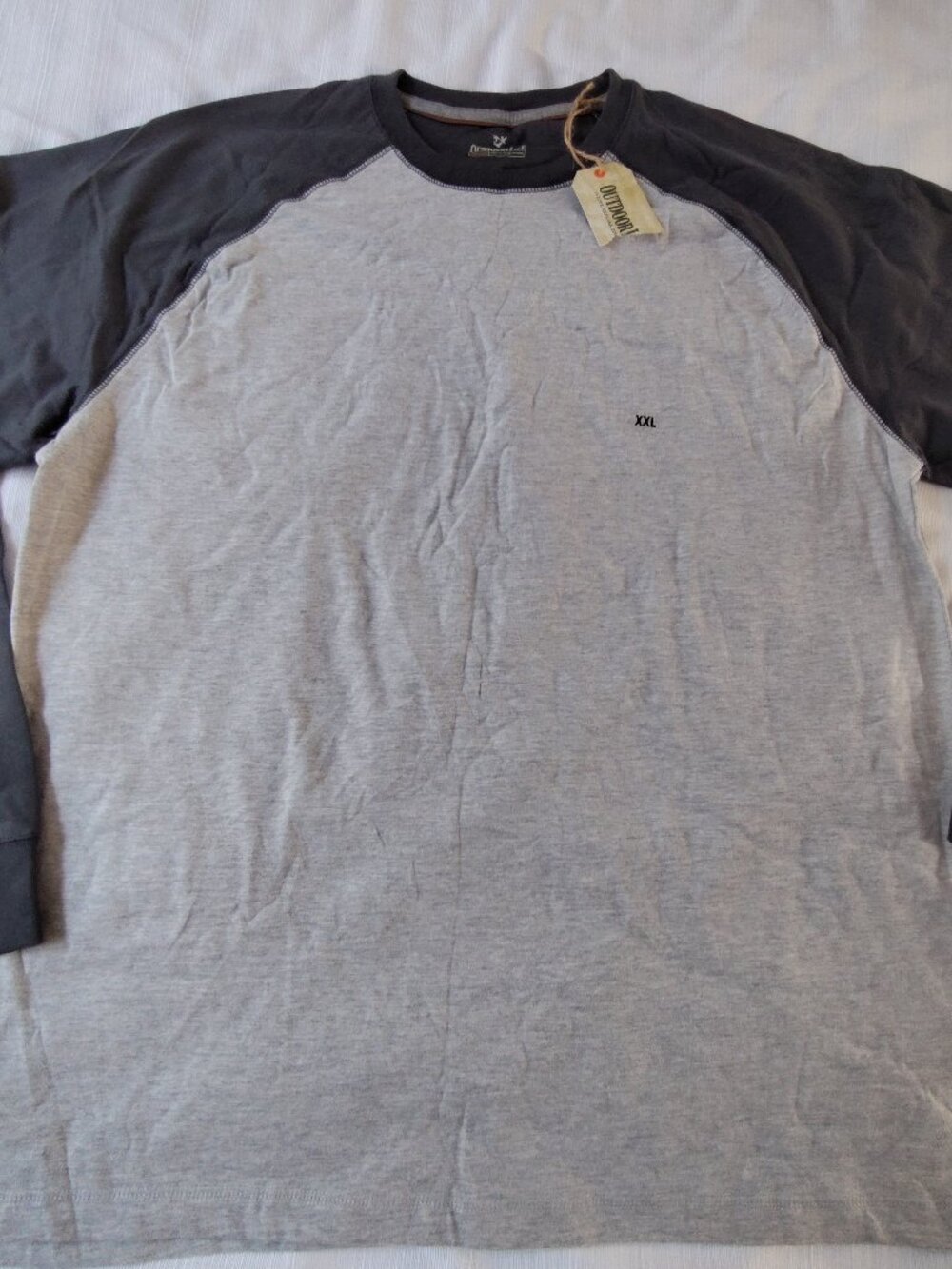 Outdoor Life Men's Reglan Sleeve Crew Neck Gray Cotton Blend Shirt Size XXL